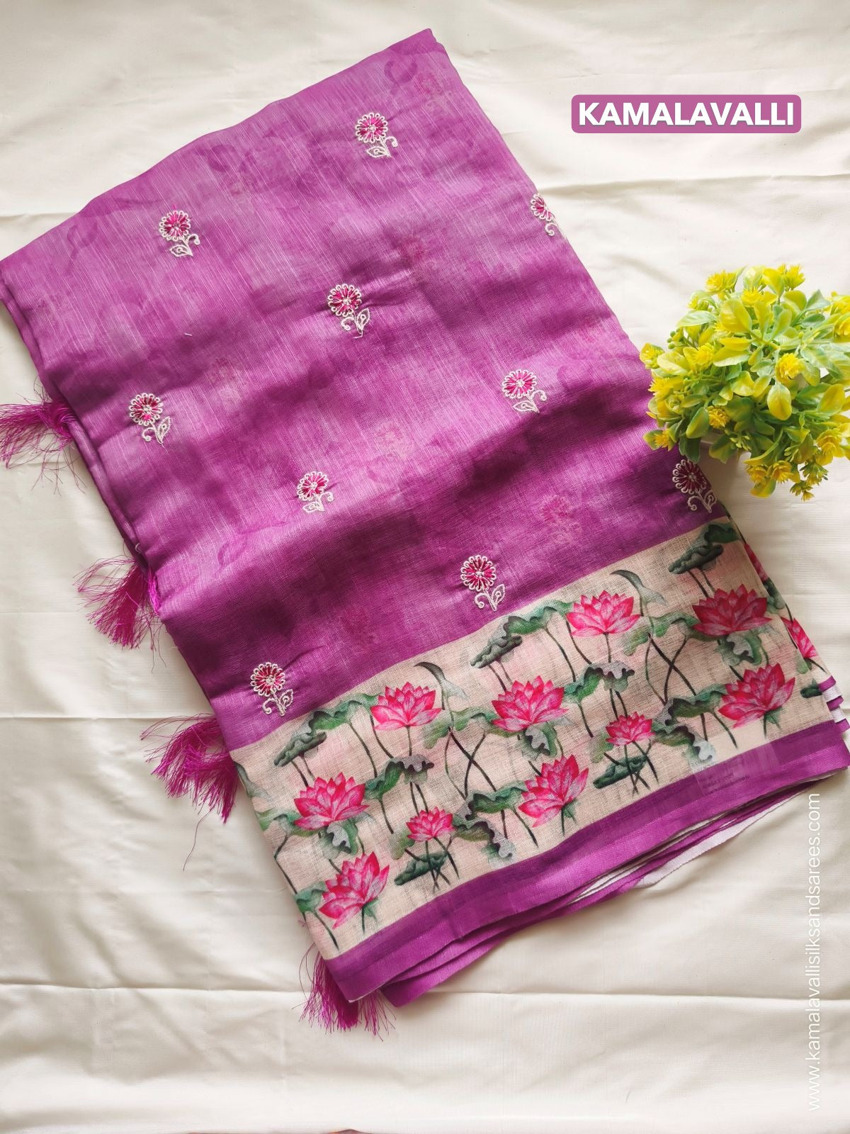 Chanderi Embroidery Cotton Saree Rose Colour