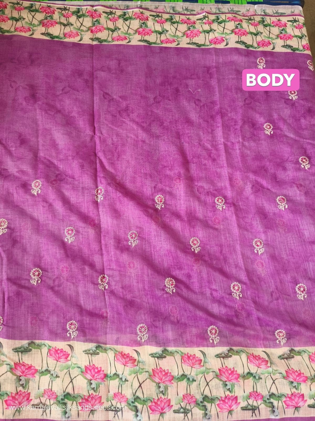 Chanderi Embroidery Cotton Saree Rose Colour