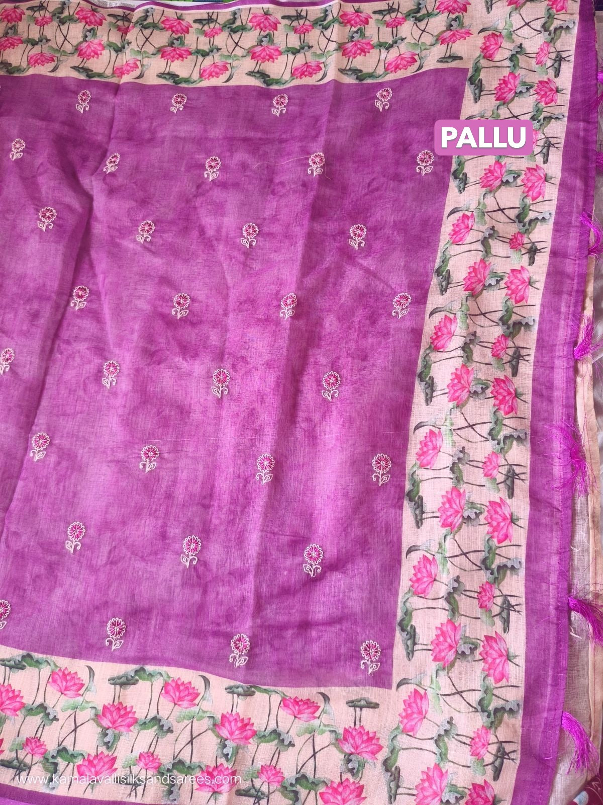 Chanderi Embroidery Cotton Saree Rose Colour