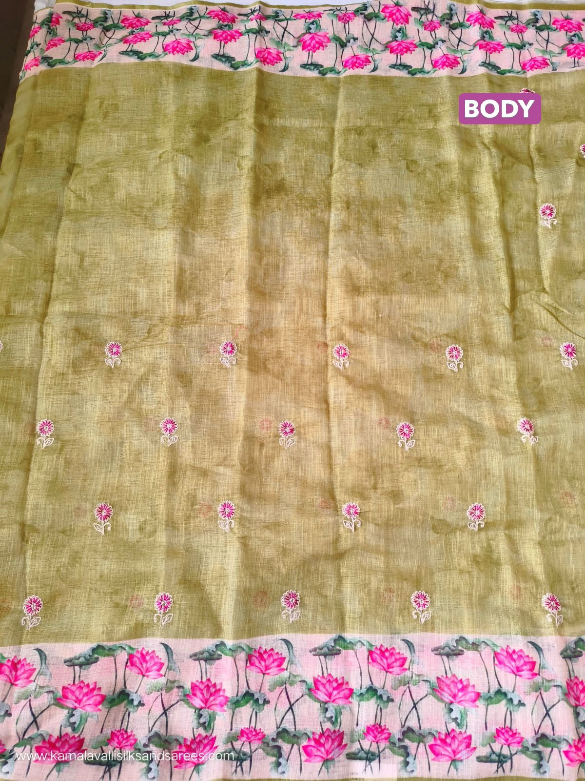 Chanderi Embroidery Cotton Saree Pastel Green Colour