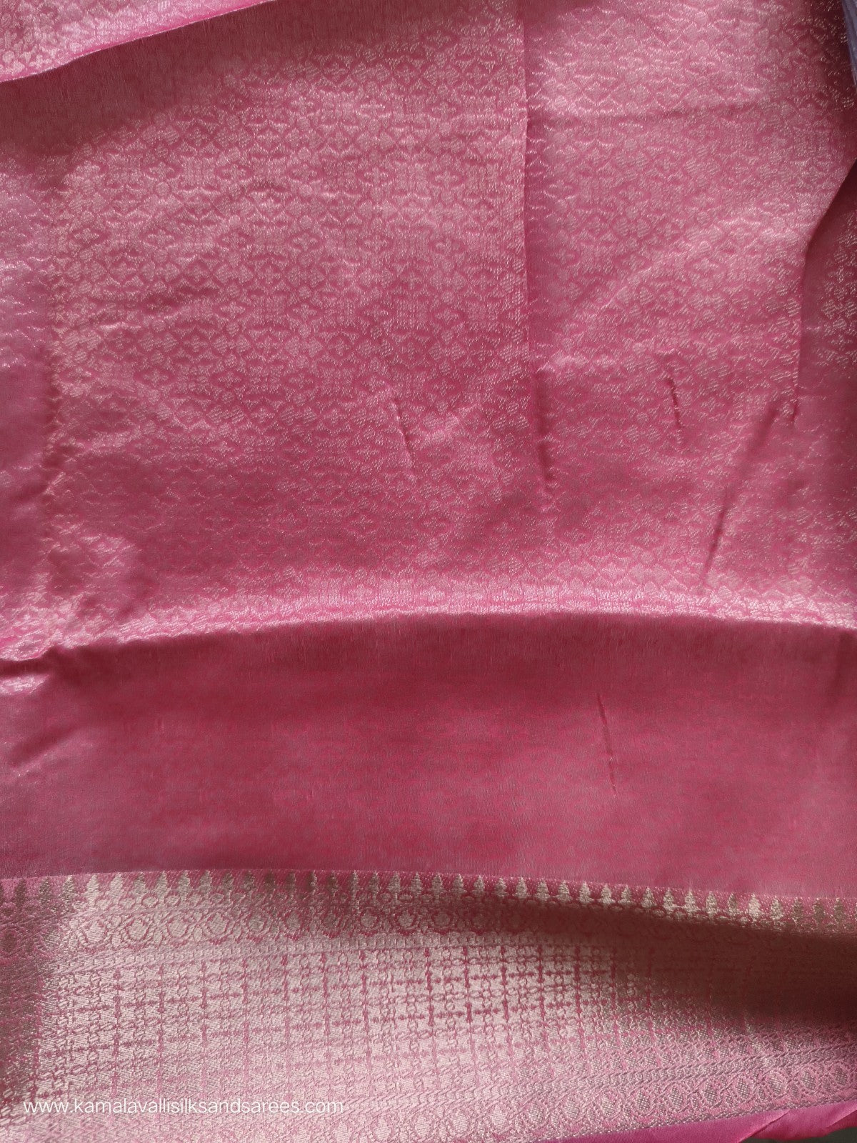 Tissue Silk Saree Grey and Pink Colour with Floral Pattern