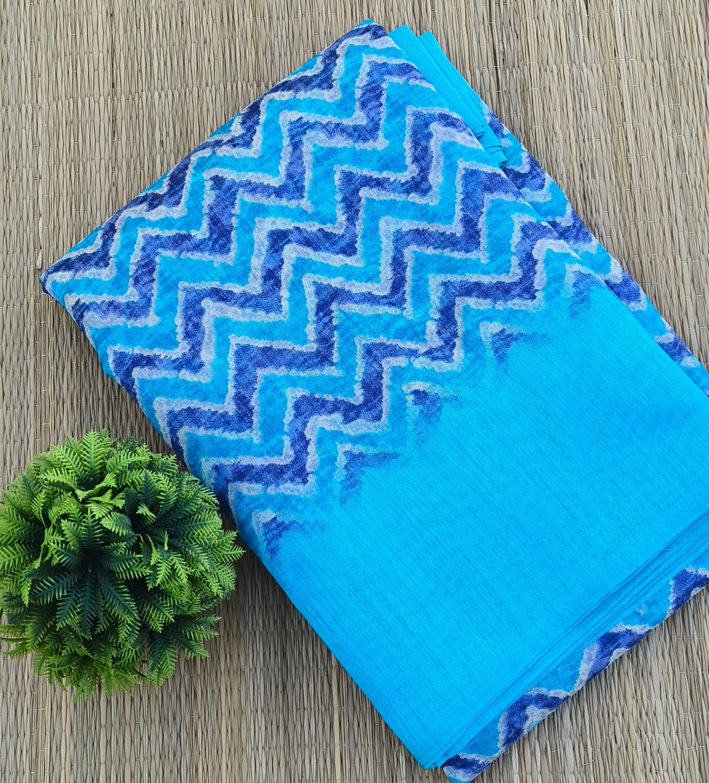 Fancy Linen Cotton Saree Blue colour