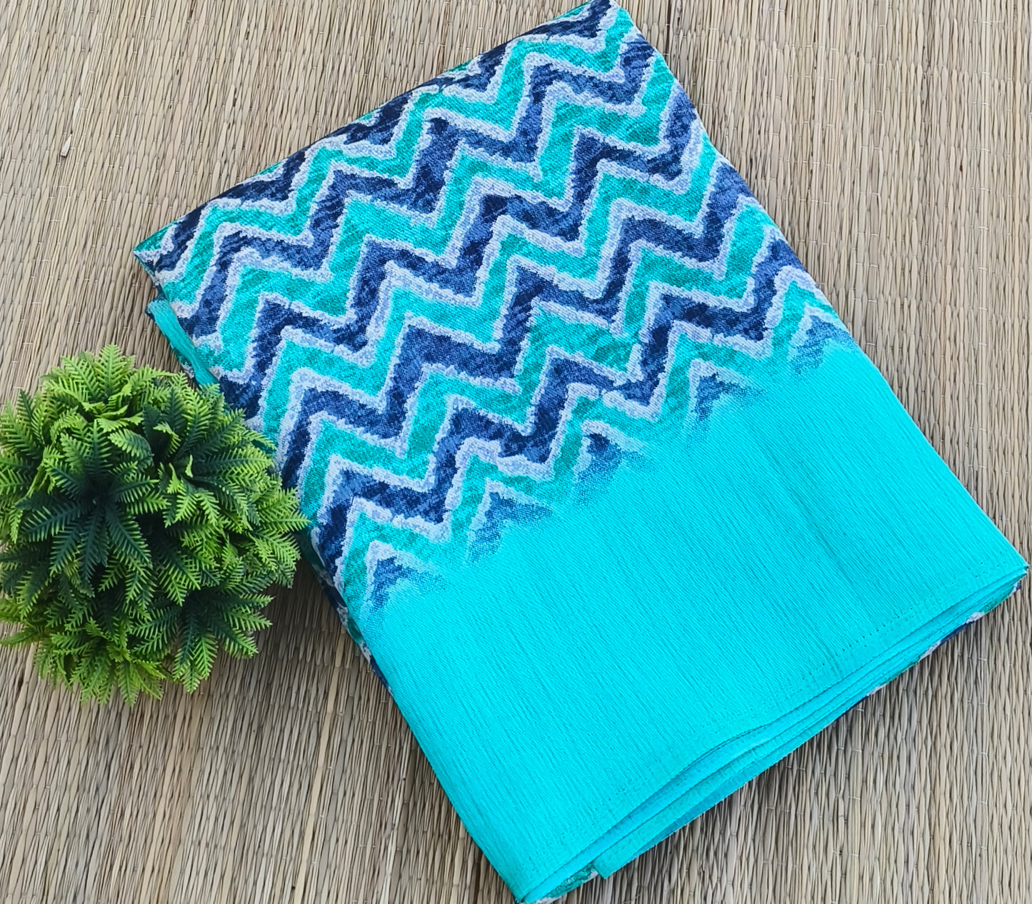 Fancy Linen Cotton Saree Green colour