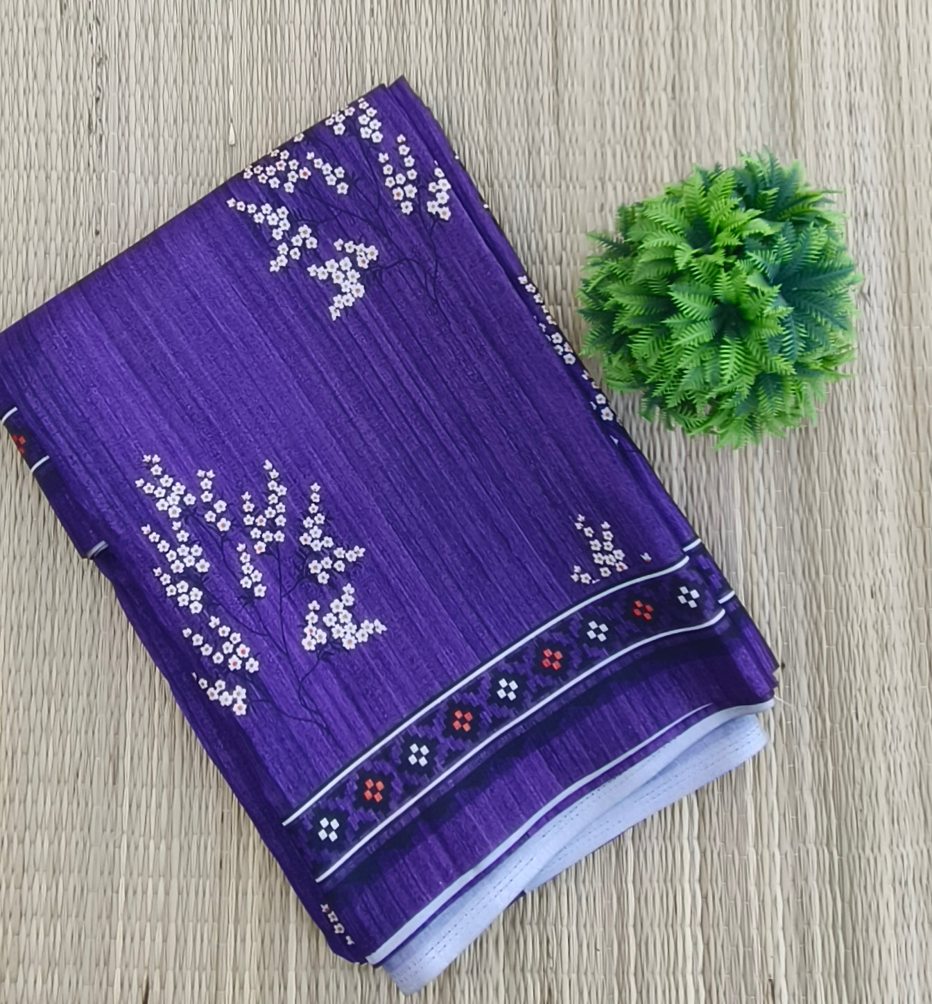 Fancy Jute Cotton Saree Purple colour