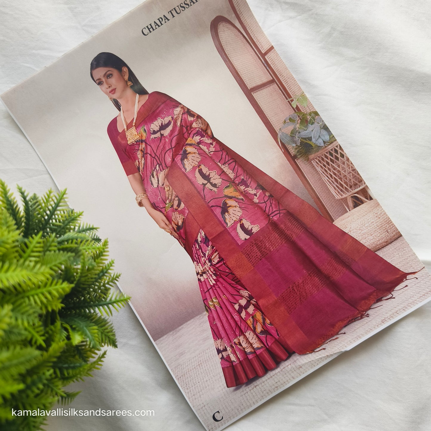 Tussar Saree Onion Pink colour