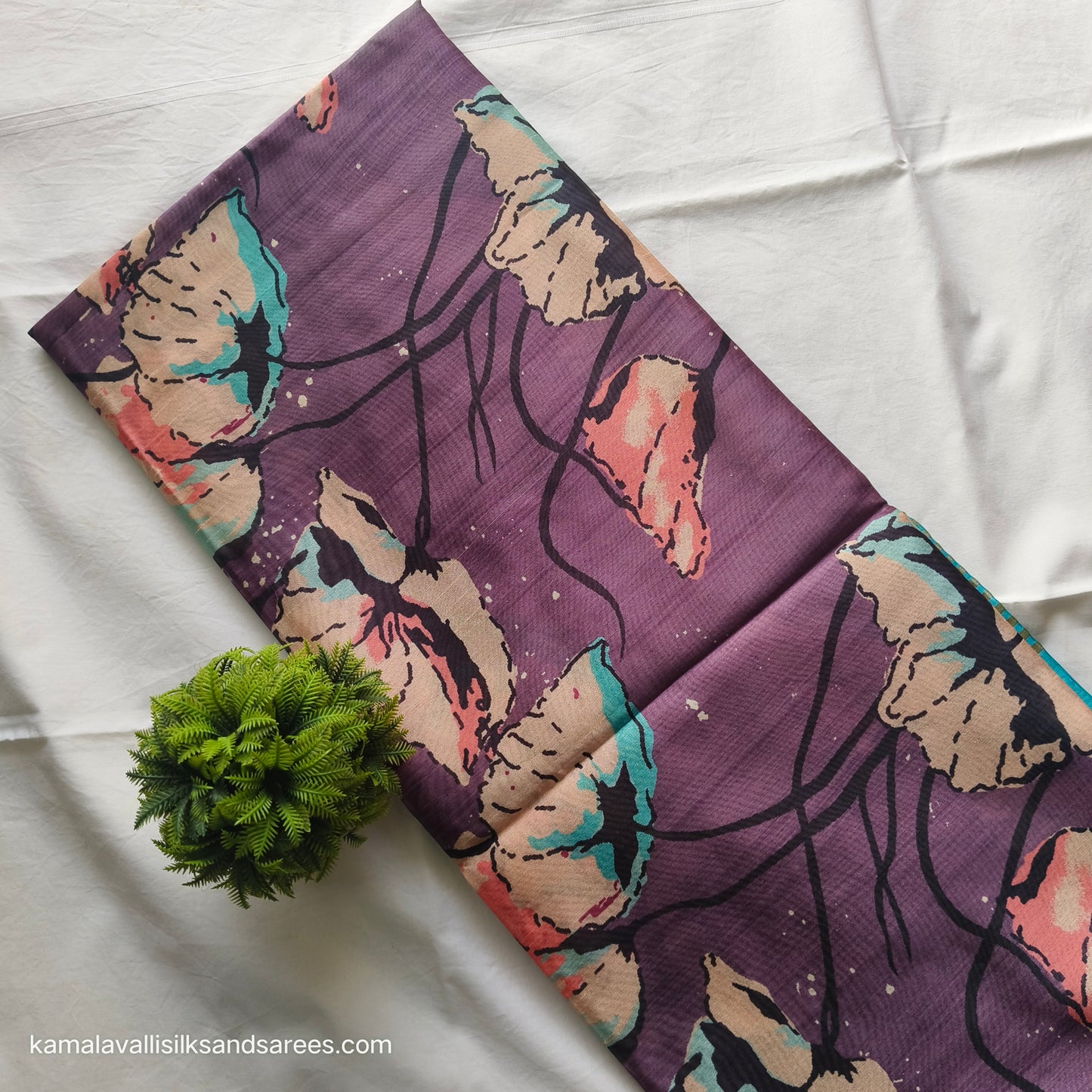 Tussar Saree Purple colour with Blue colour Pallu
