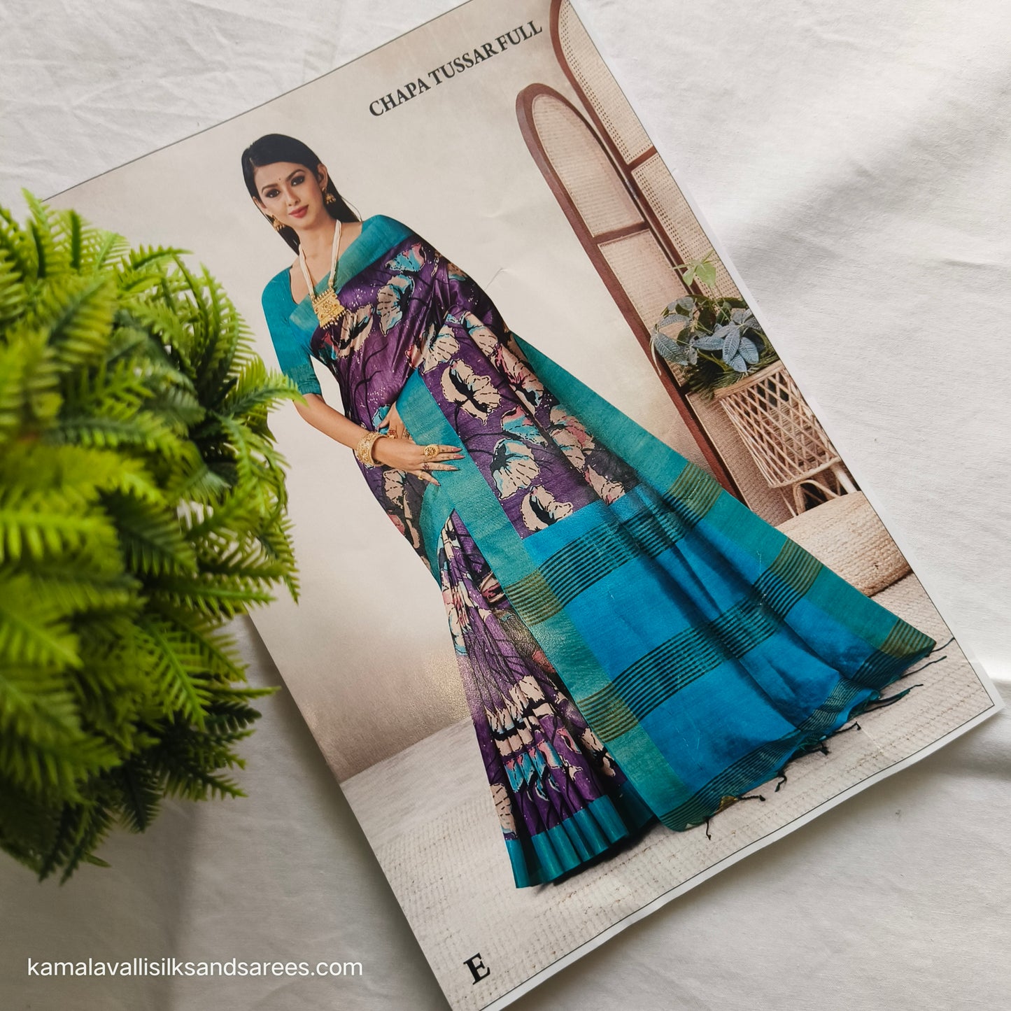 Tussar Saree Purple colour with Blue colour Pallu