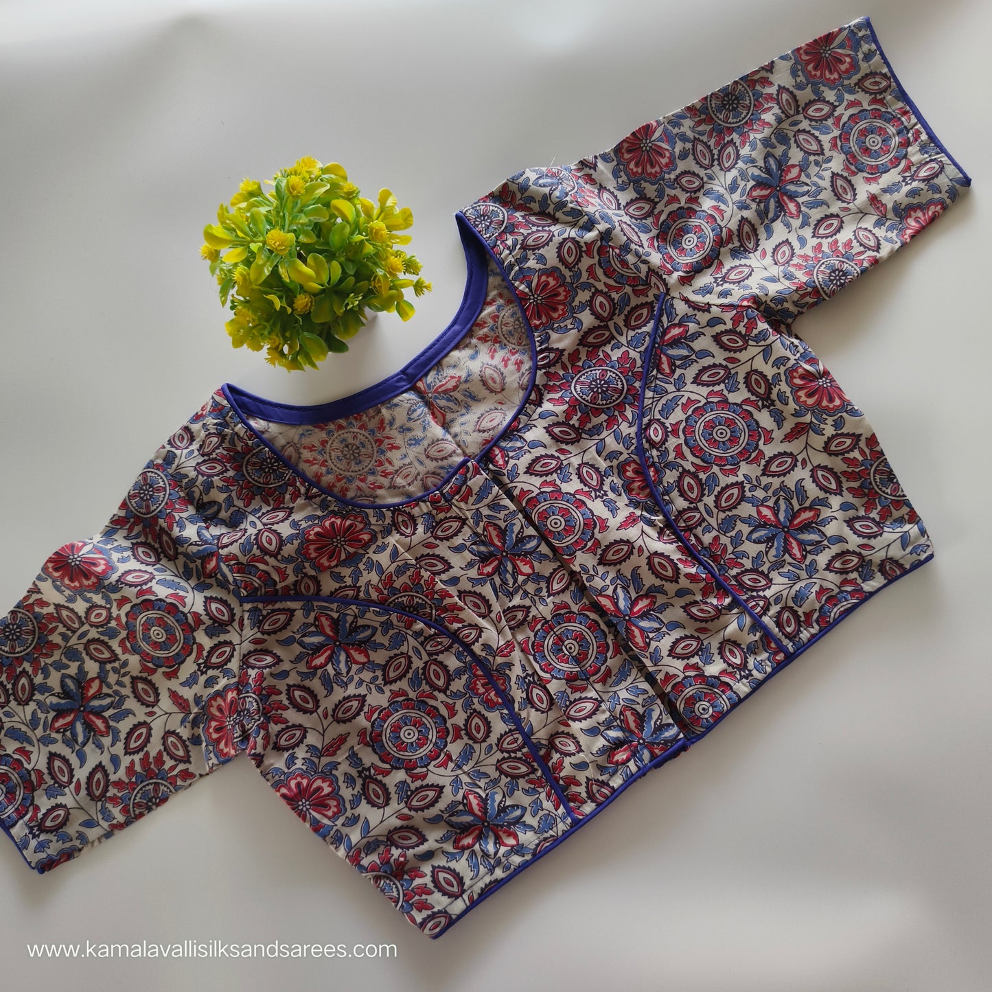Blue and White Colour Readymade Blouse
