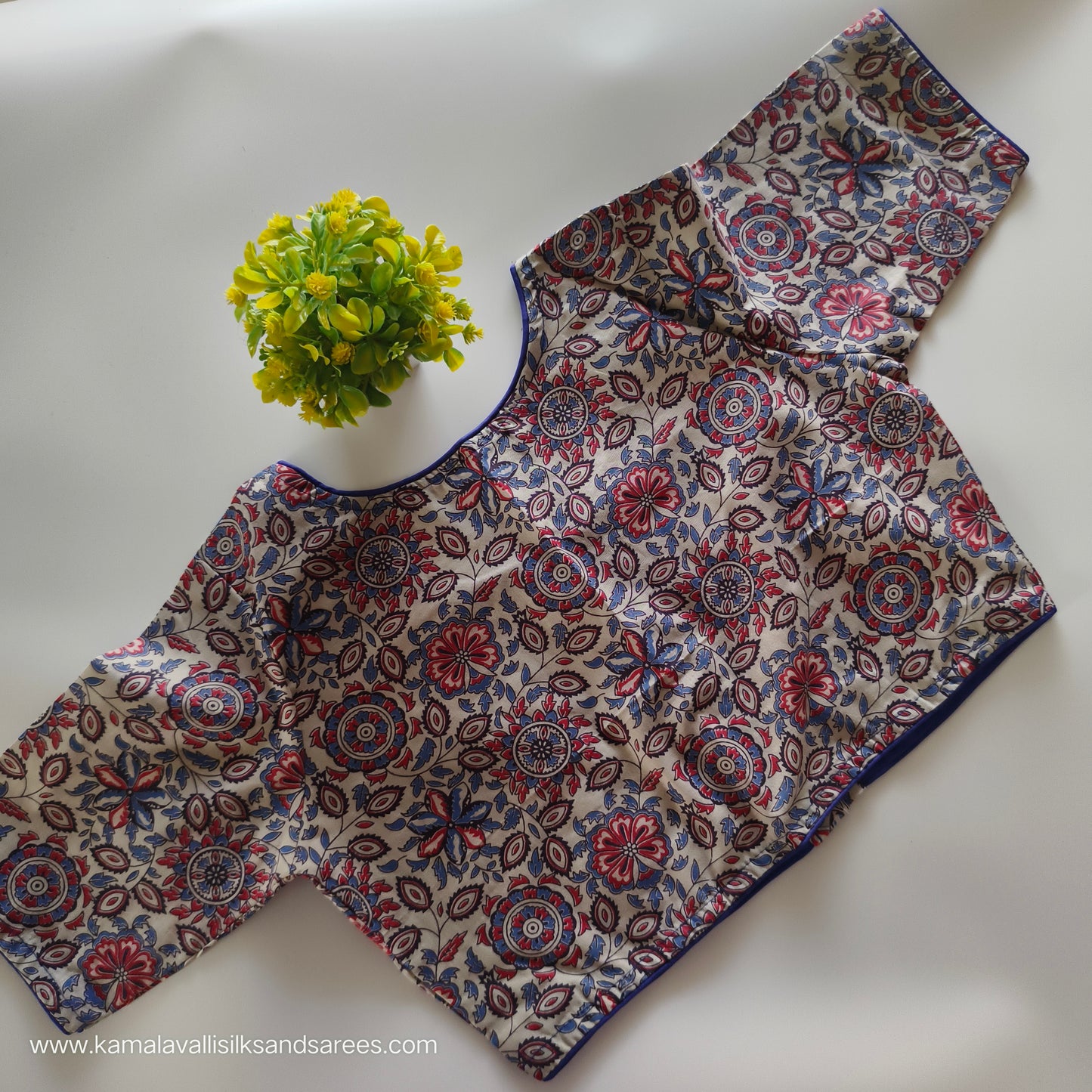 Blue and White Colour Readymade Blouse