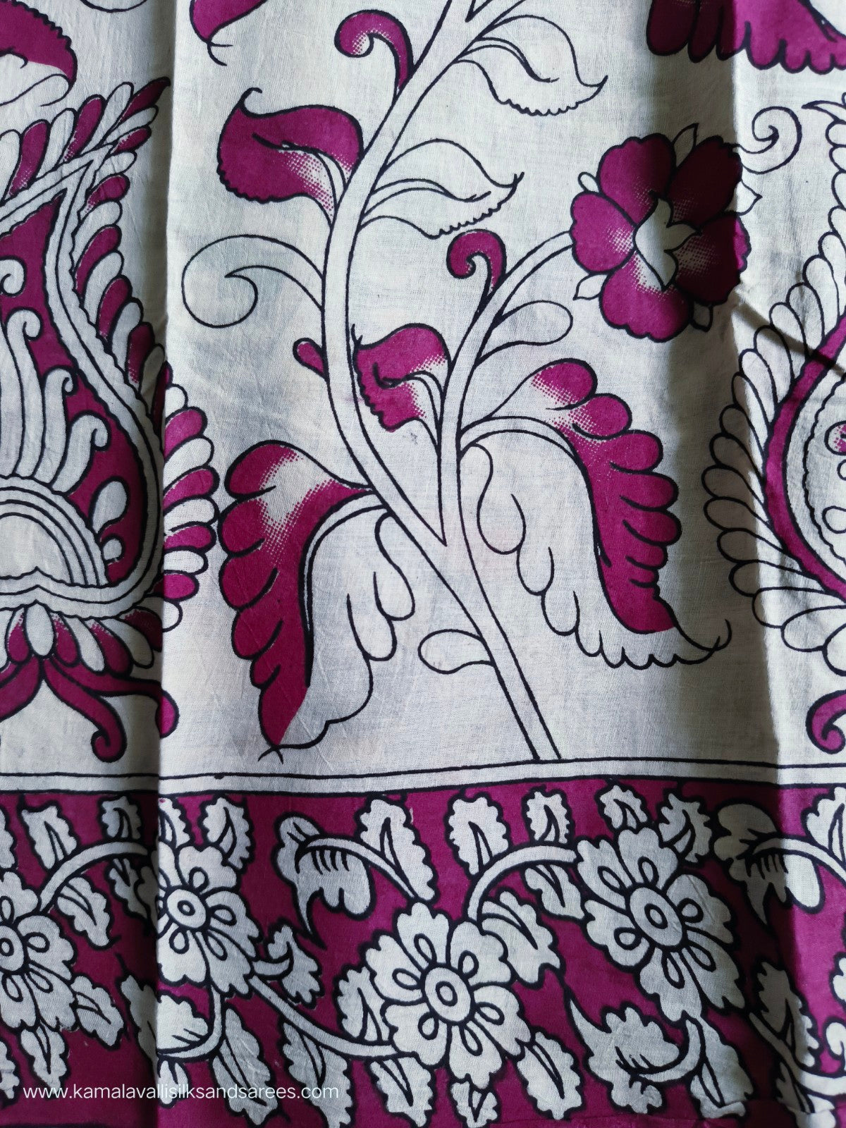 Kalamkari Cotton Saree Green Colour