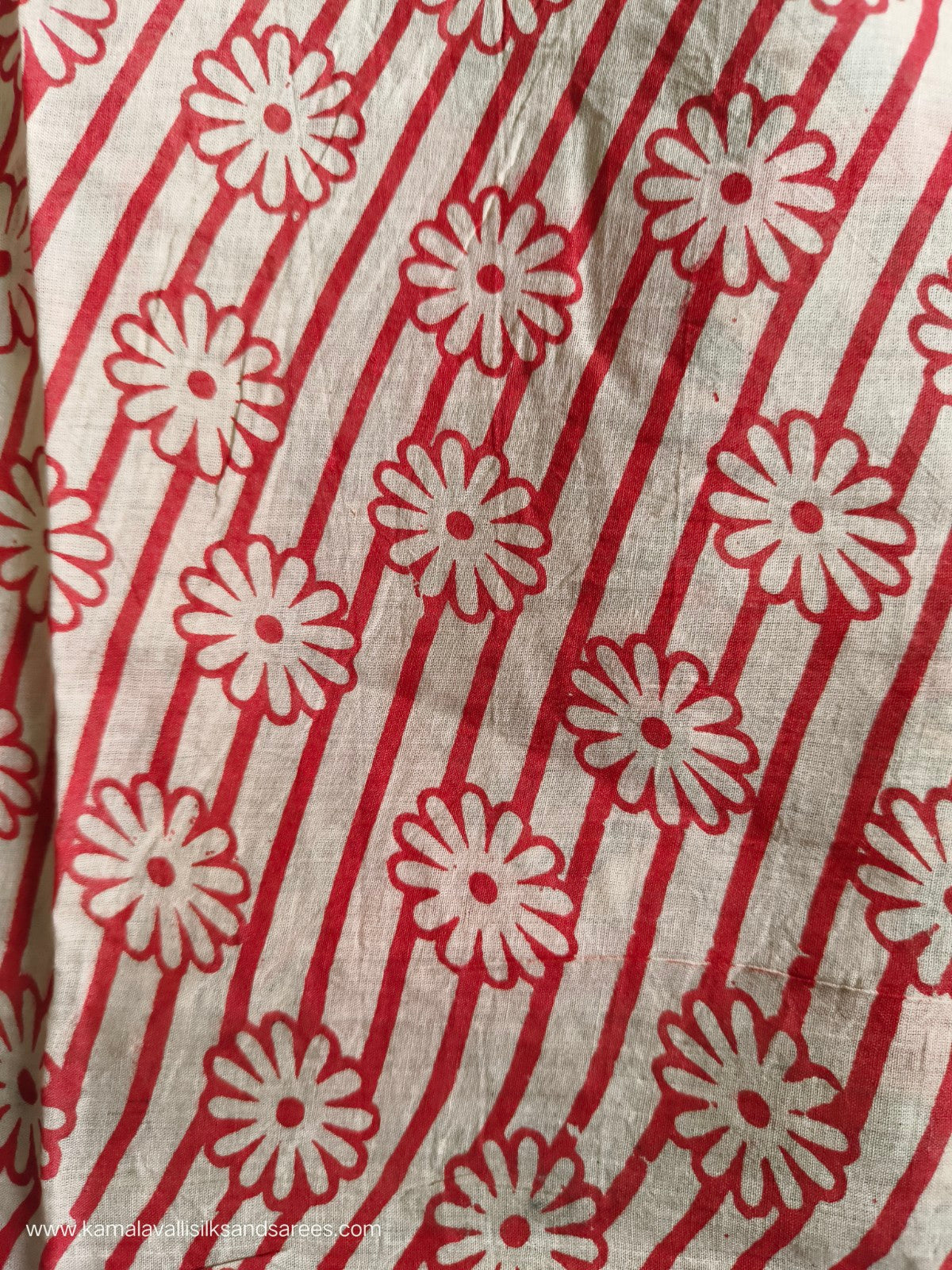 Kalamkari Cotton Saree Red Colour