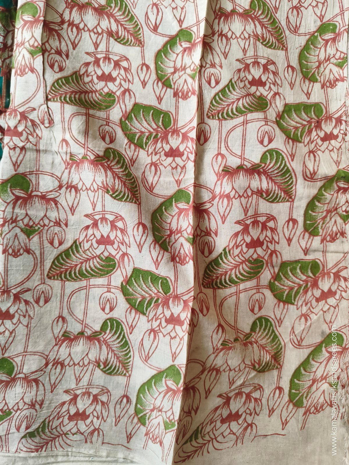 Kalamkari Cotton Saree Green Colour