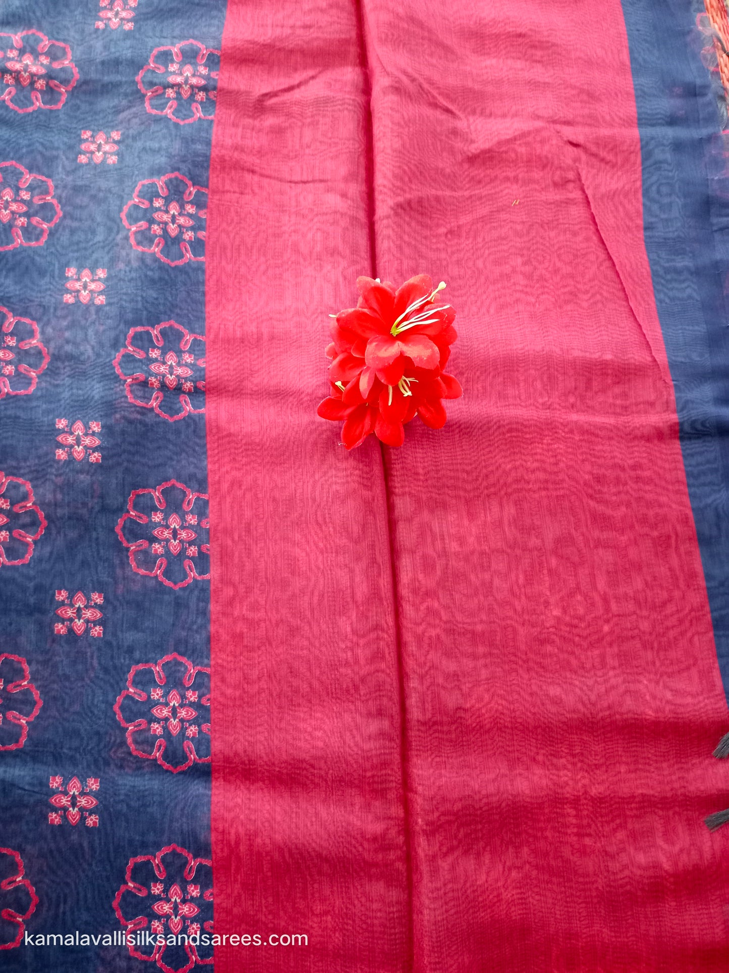 Chanderi Cotton Saree Royal Blue Colour