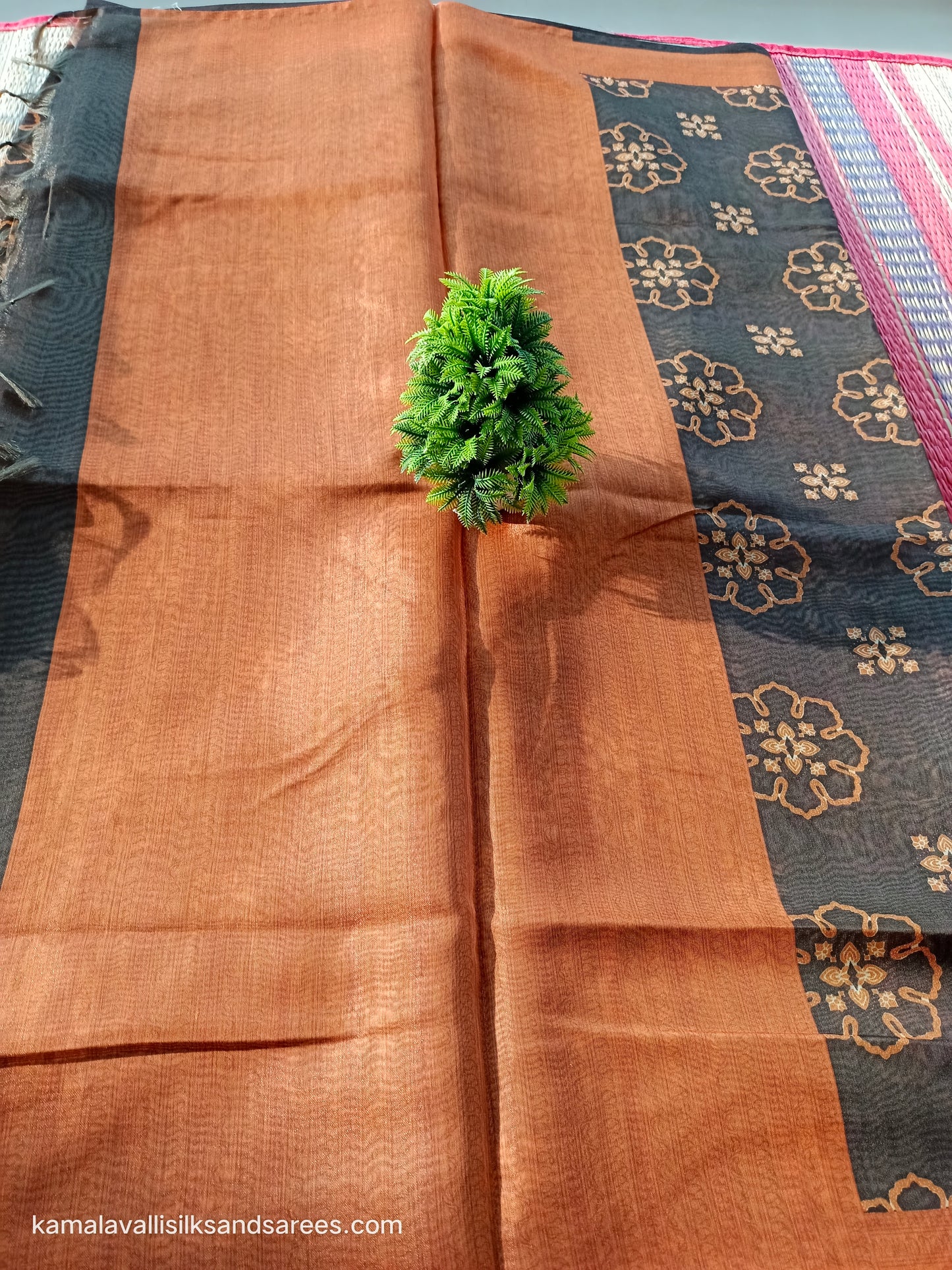 Chanderi Cotton Saree Charcoal Grey Colour