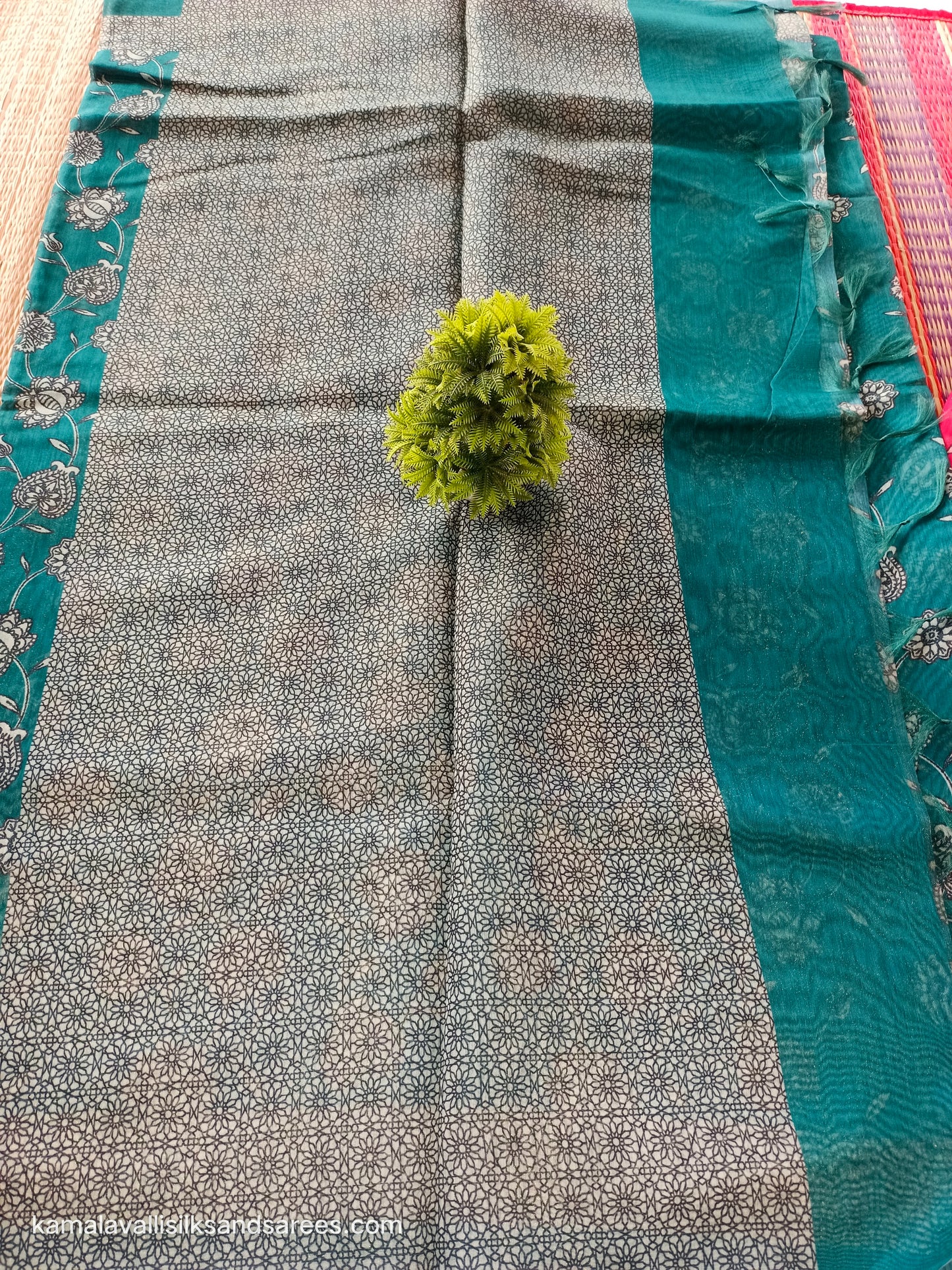 Chanderi Cotton Saree Green Colour