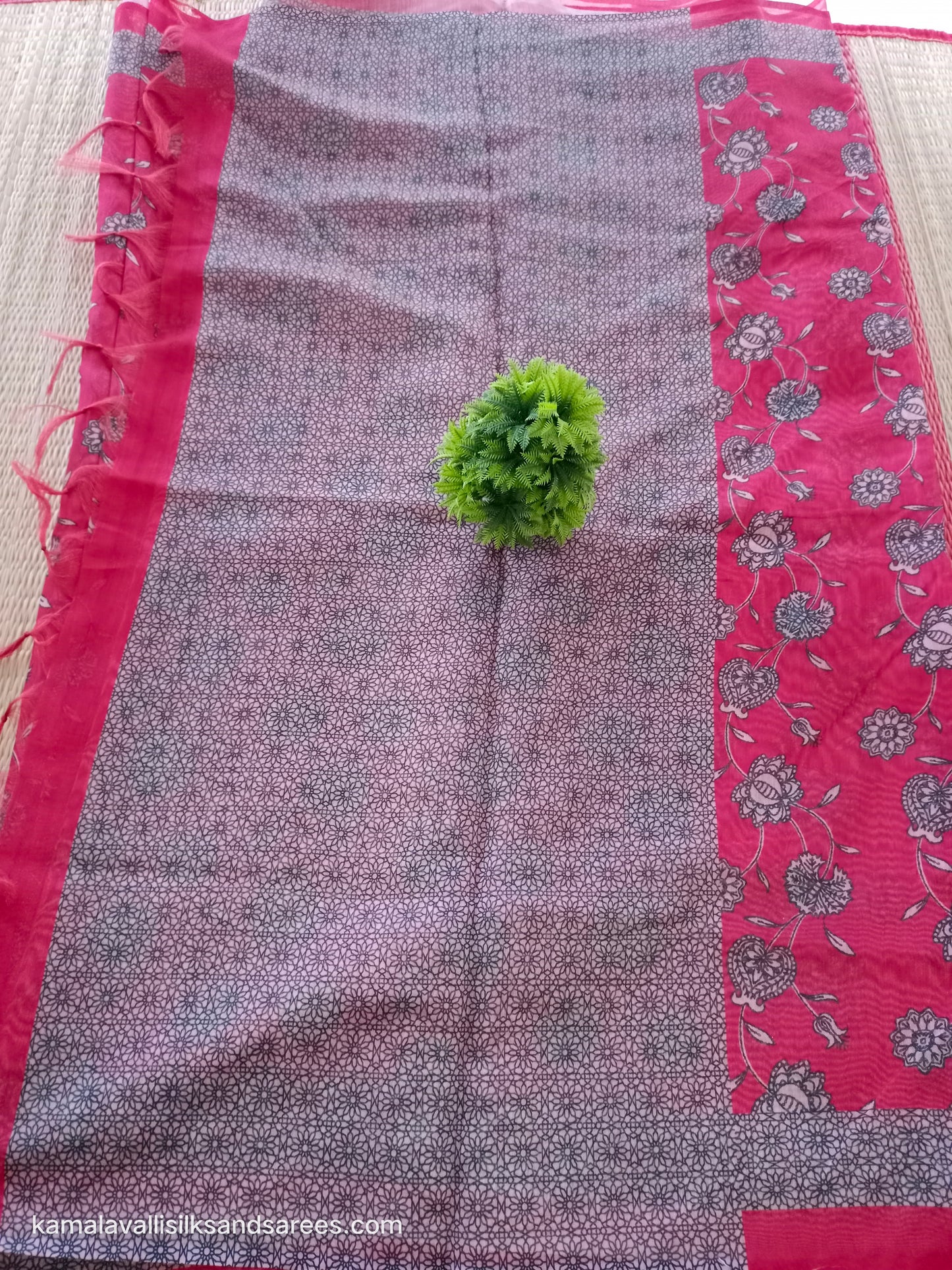 Chanderi Cotton Saree Onion Pink Colour