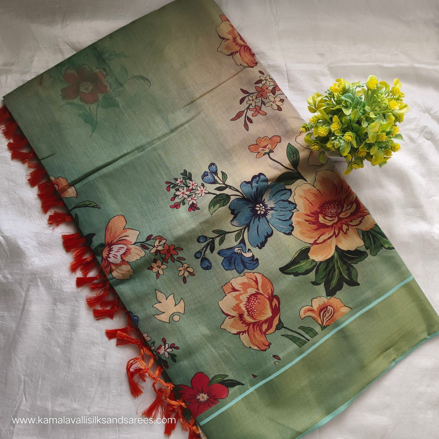 Digital Printed Tissue Linen Saree