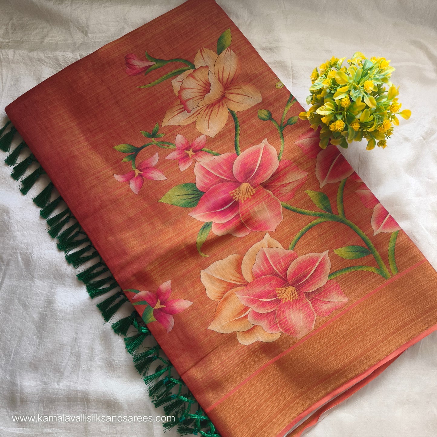 Digital Printed Tissue Linen Saree