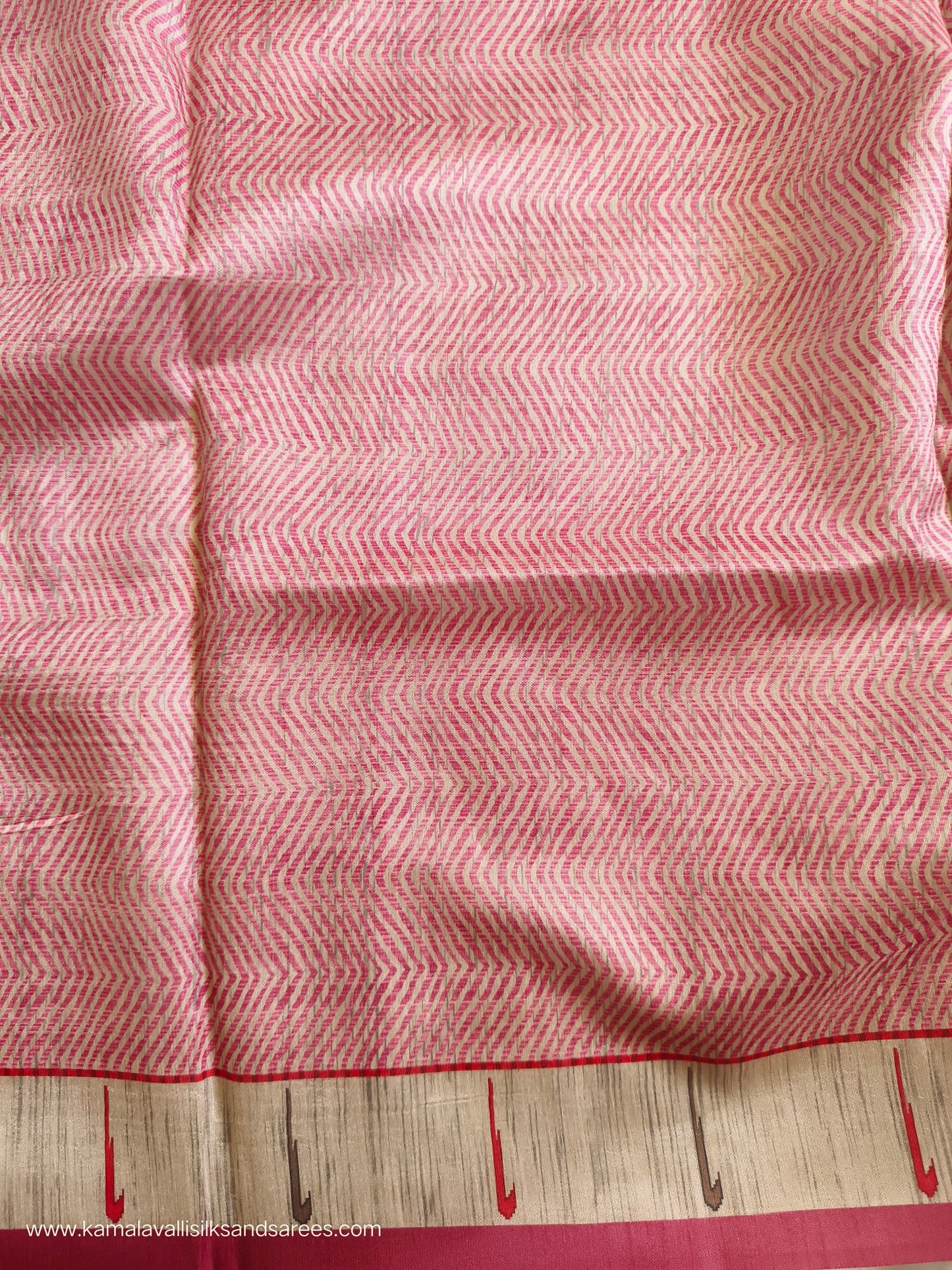 Jute Tussar Saree Pink Colour