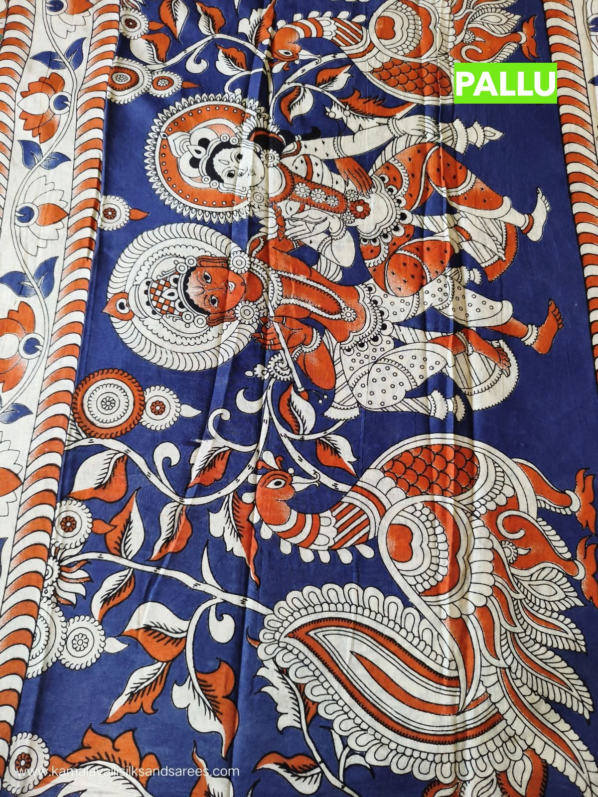 Kalamkari Cotton Saree Orange Colour
