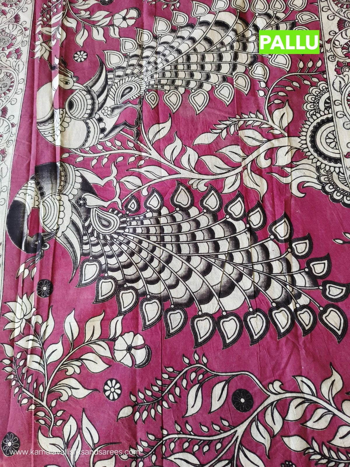 Kalamkari Cotton Saree Green Colour