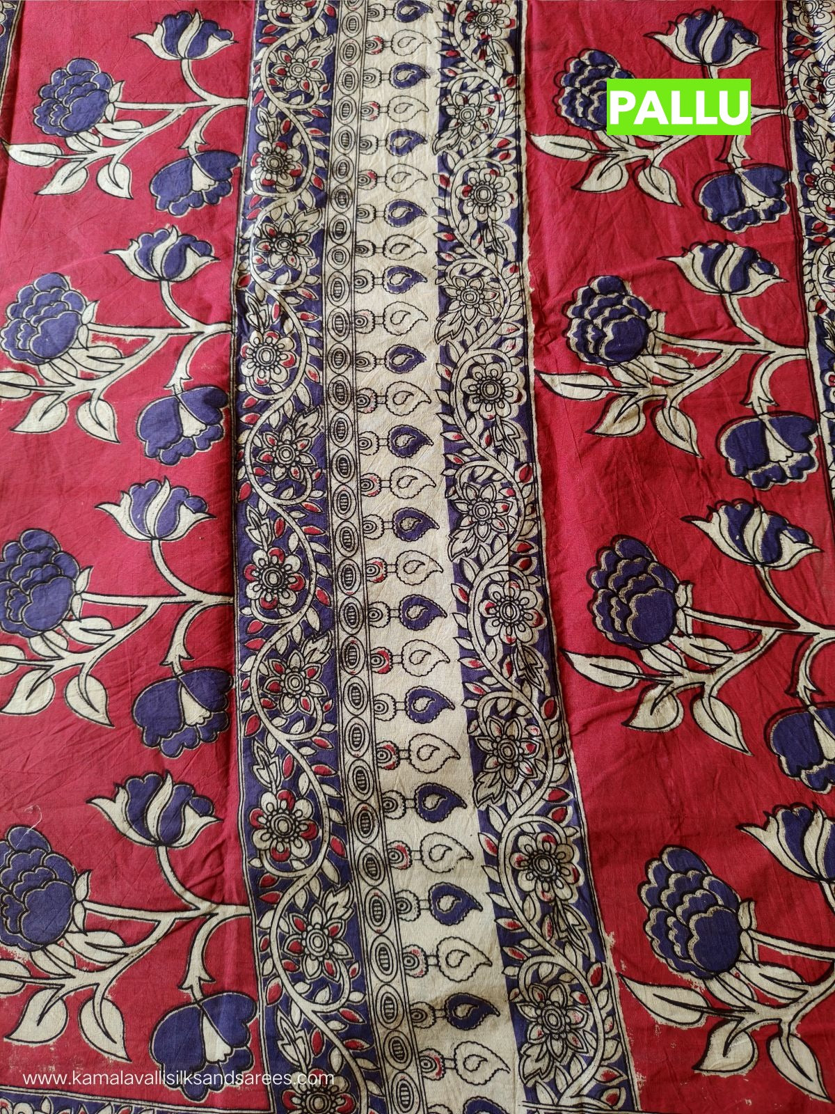Kalamkari Cotton Saree Violet Colour