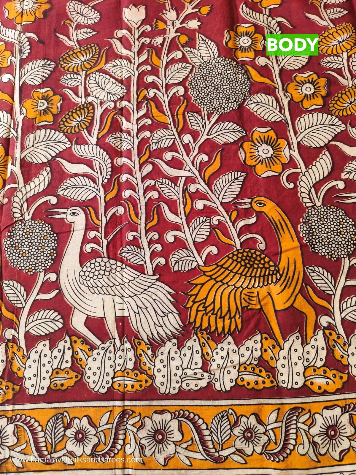 Kalamkari Cotton Saree Maroon Colour
