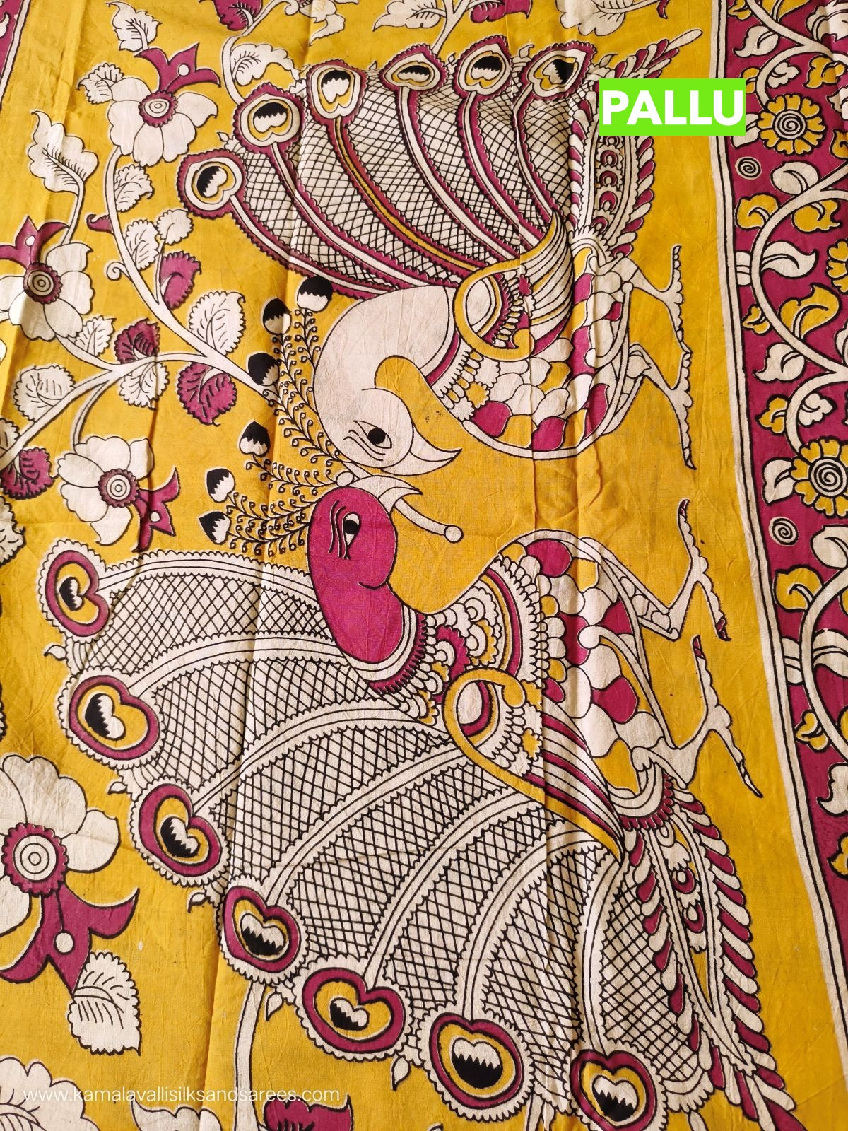 Kalamkari Cotton Saree Green Colour