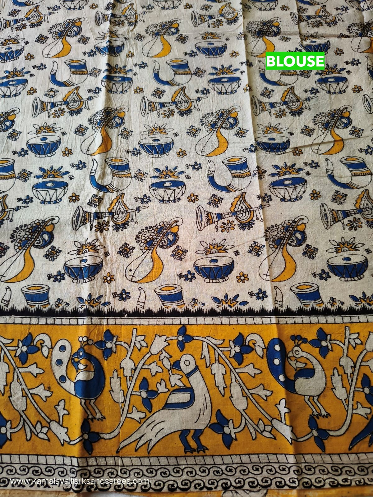Kalamkari Cotton Saree Green Colour