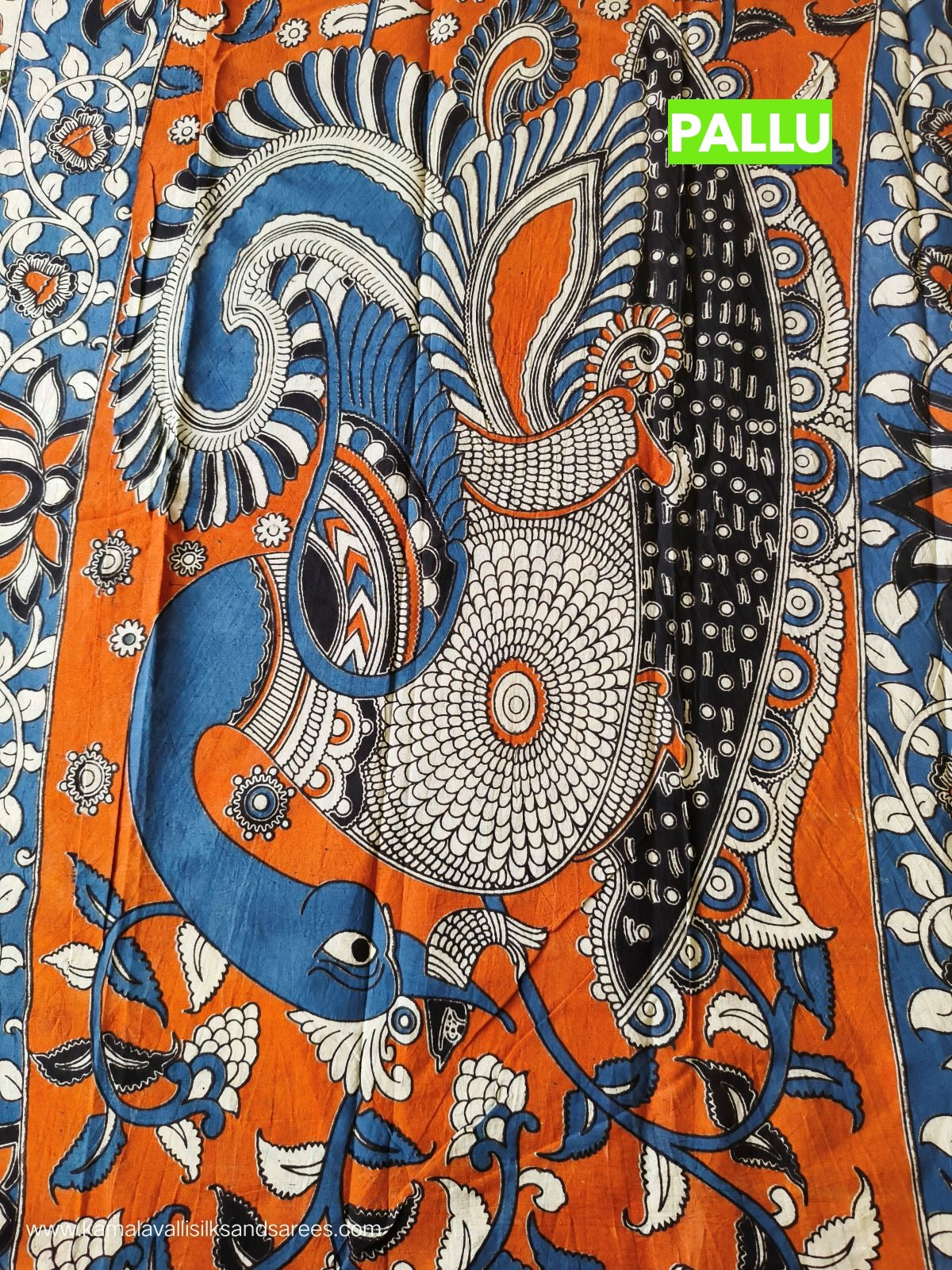 Kalamkari Cotton Saree Half White Colour
