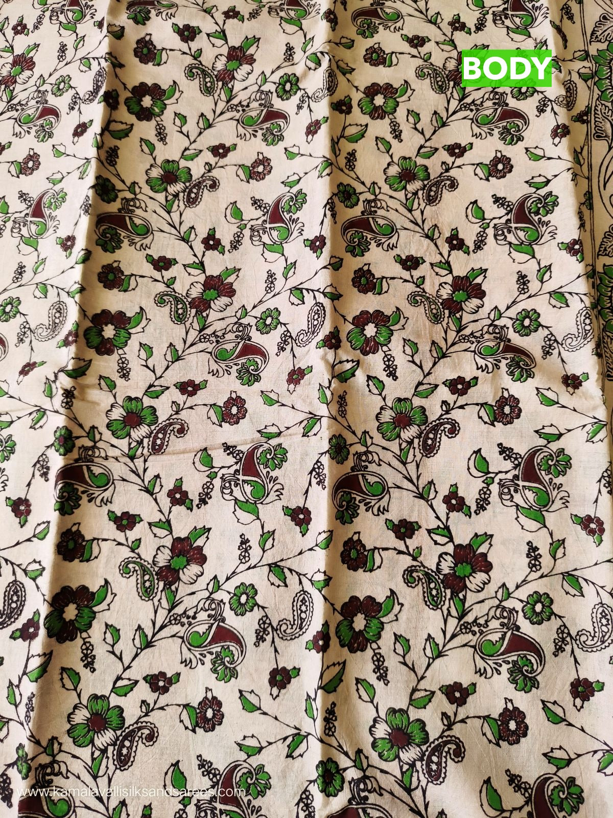 Kalamkari Cotton Saree Half White Colour