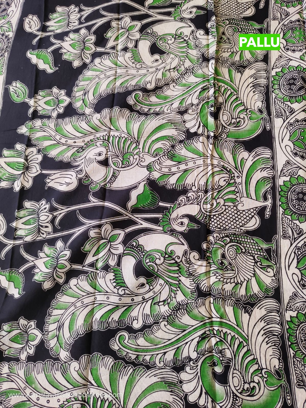 Kalamkari Cotton Saree Half White Colour