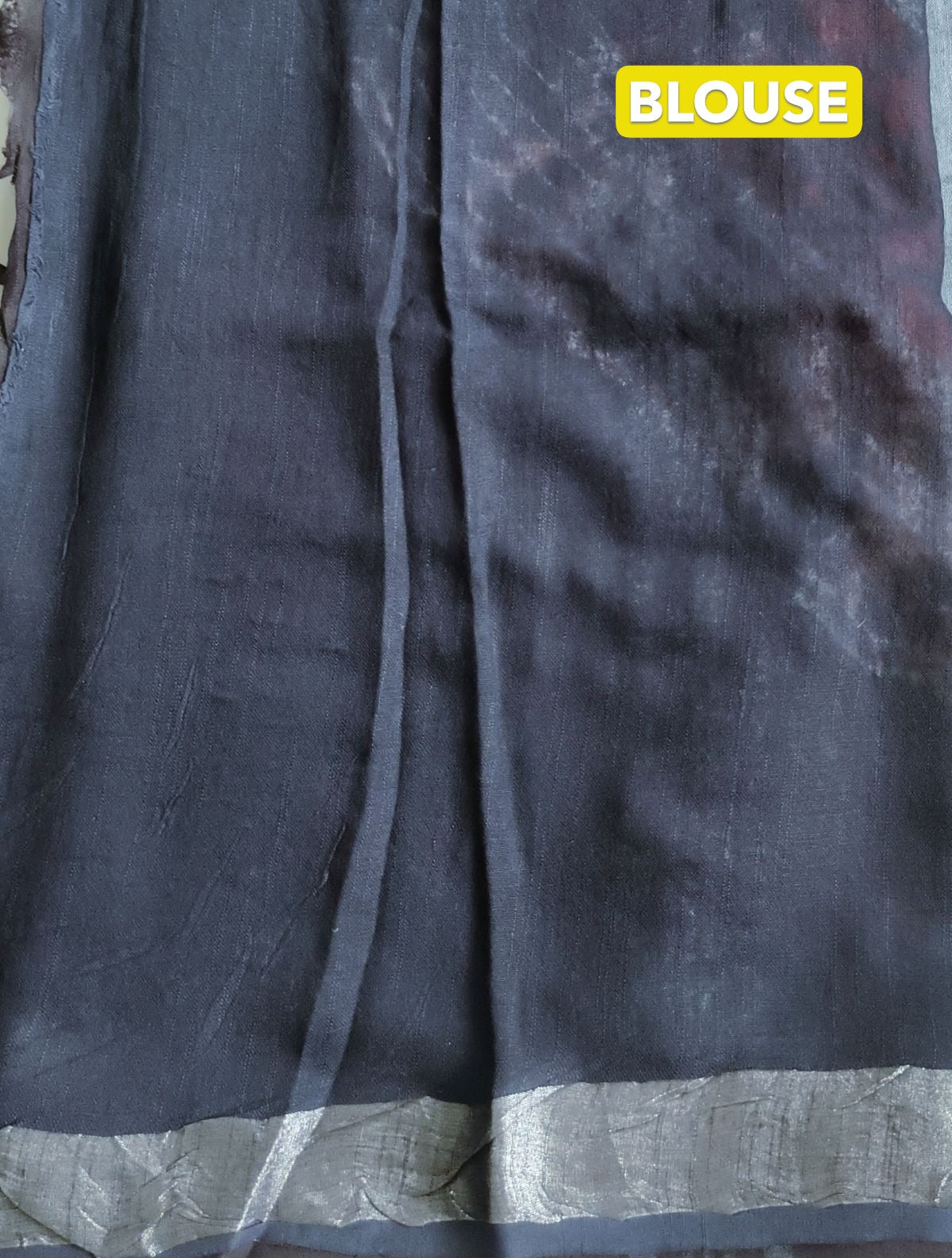 Pure Linen Cotton Saree Black and Grey Colour with Zari Border