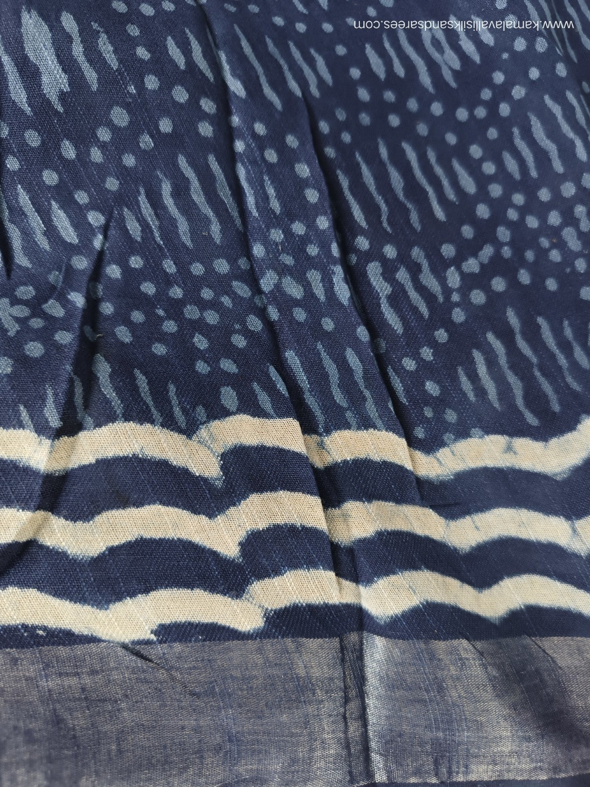 Pure Linen Cotton Saree Blue Colour with Zari Border