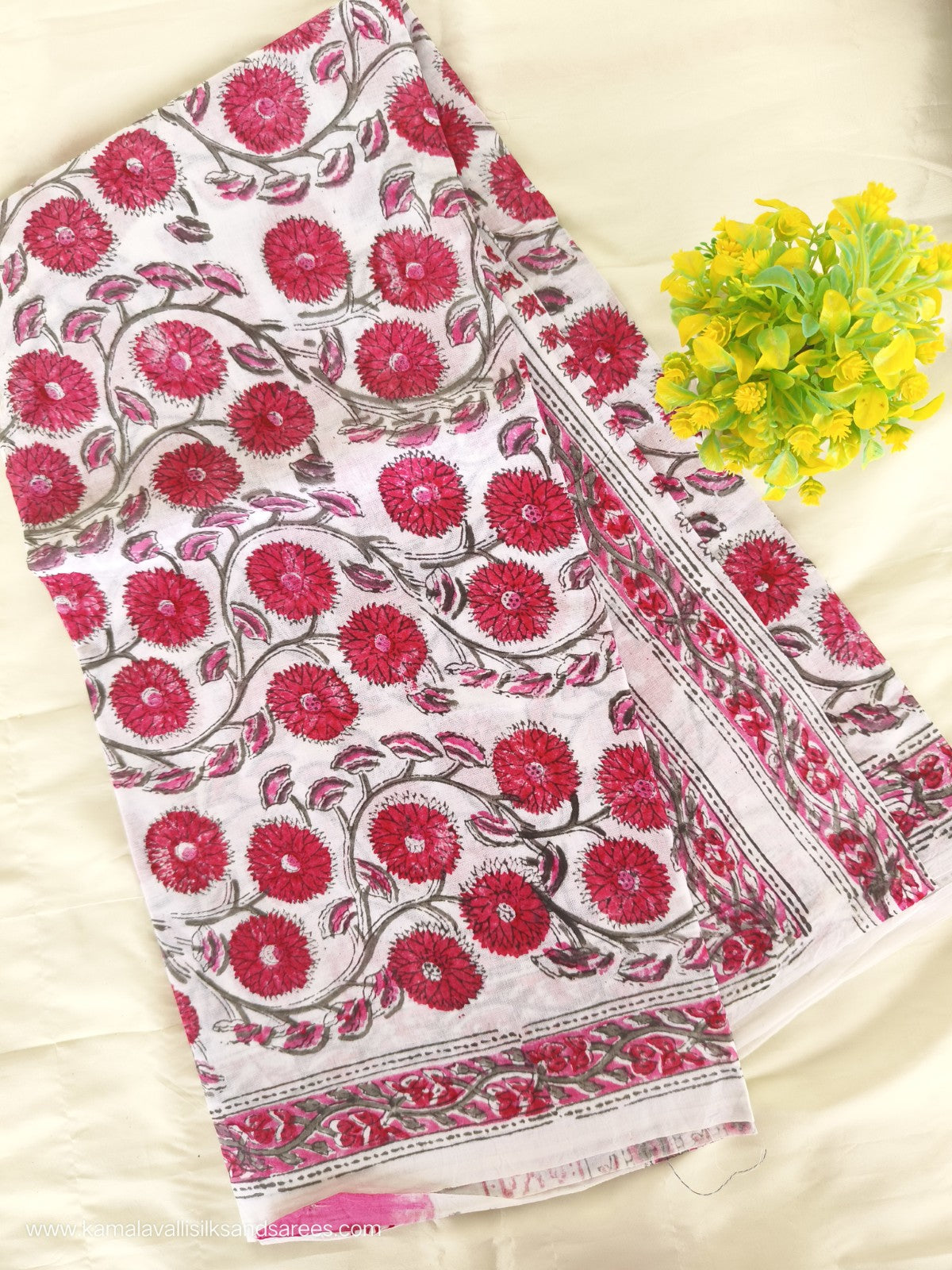 Hand Block Printed Mul Mul Cotton Saree