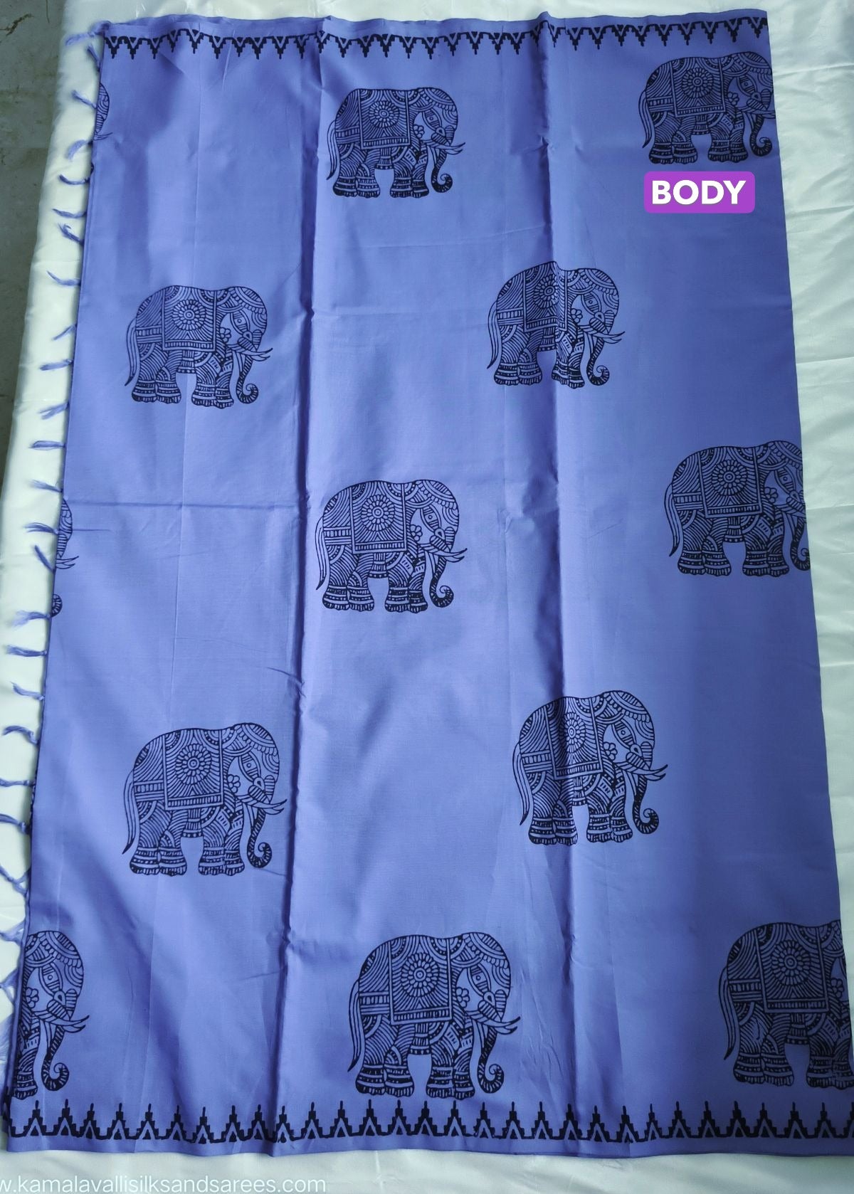 South Cotton Mix Block Printed Saree Blue Colour with Black colour contrast blouse