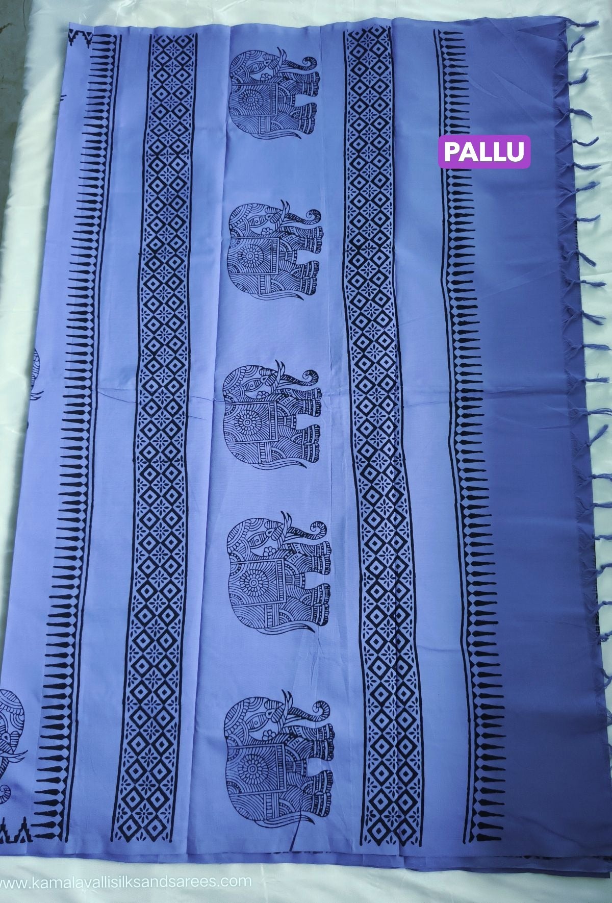 South Cotton Mix Block Printed Saree Blue Colour with Black colour contrast blouse