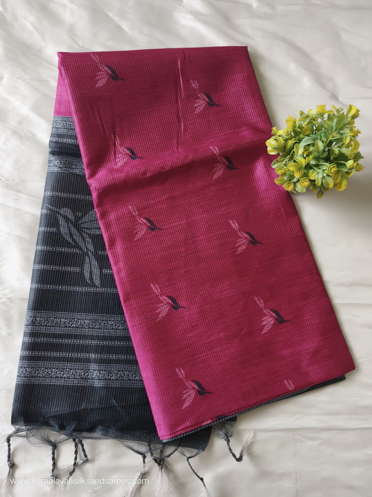 Semi Tussar Saree Rose Colour