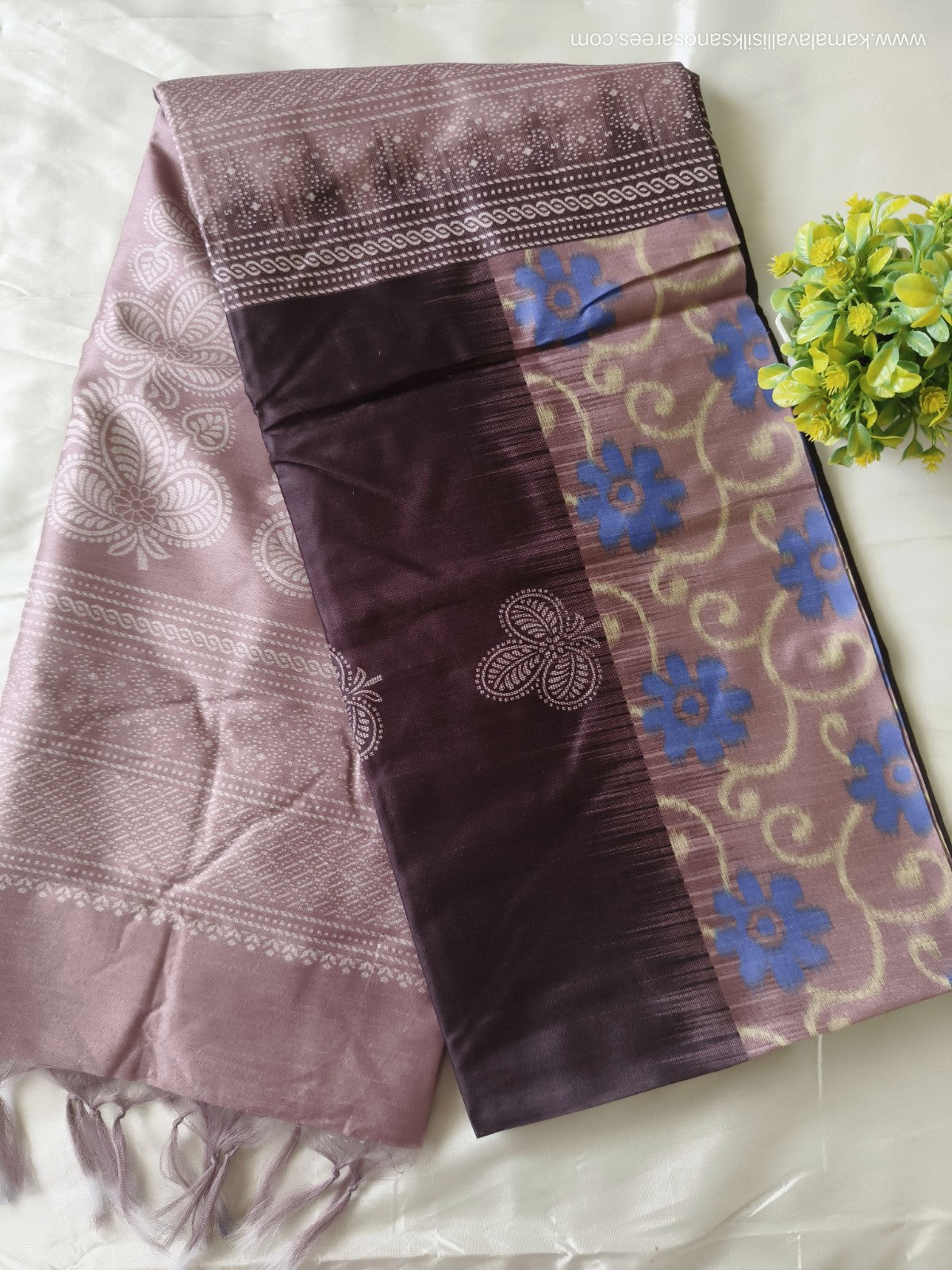 Semi Tussar Saree Choco Colour