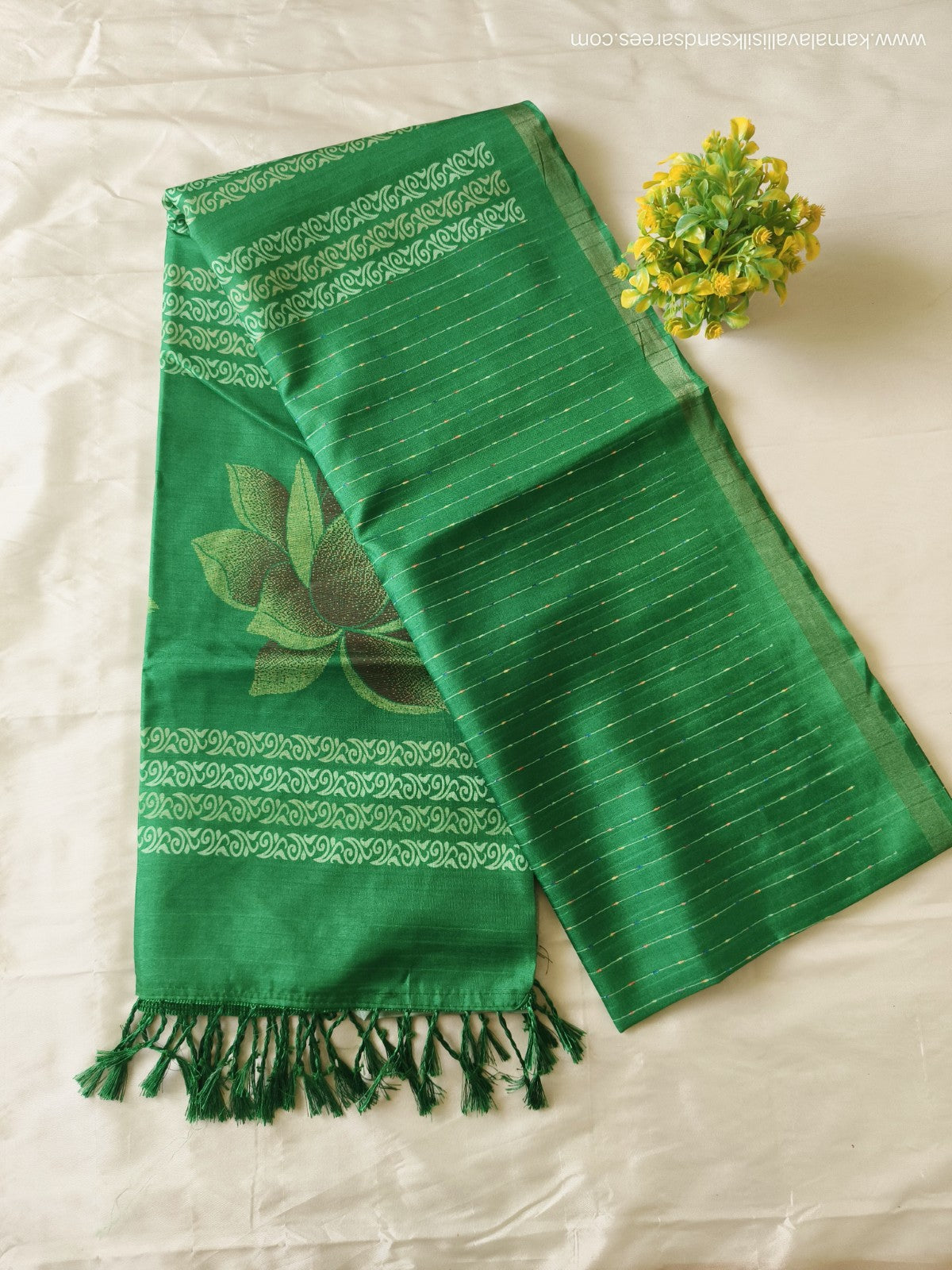 Semi Tussar Saree Green Colour