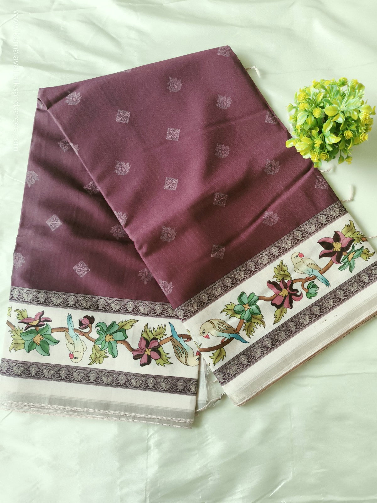 Semi Tussar Saree Brown Colour