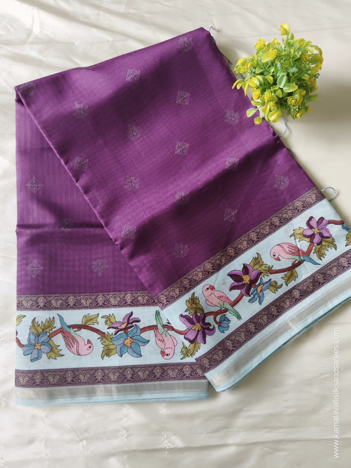 Semi Tussar Saree Purple Colour