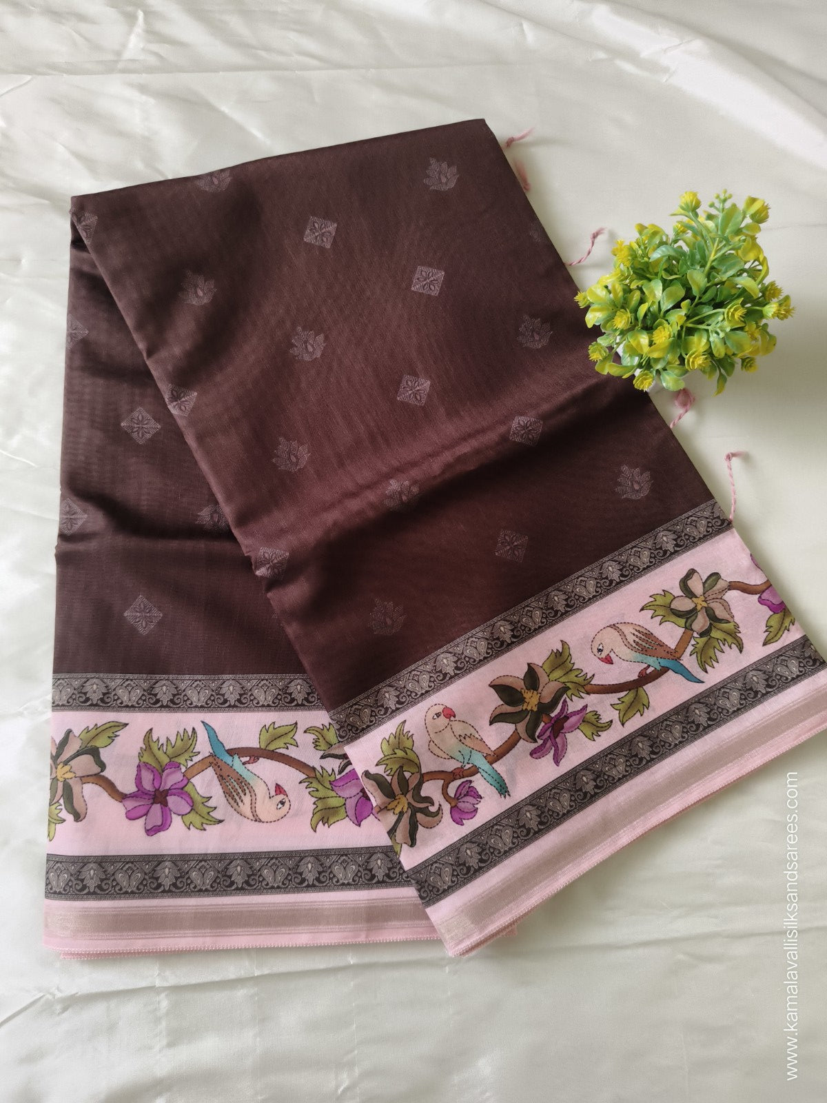 Semi Tussar Saree Brown Colour