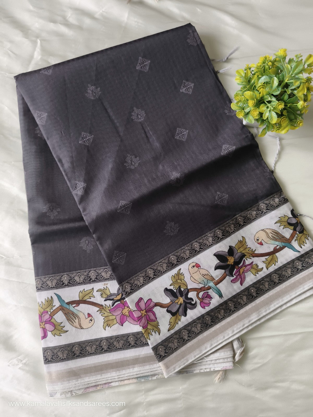 Semi Tussar Saree Gray Colour