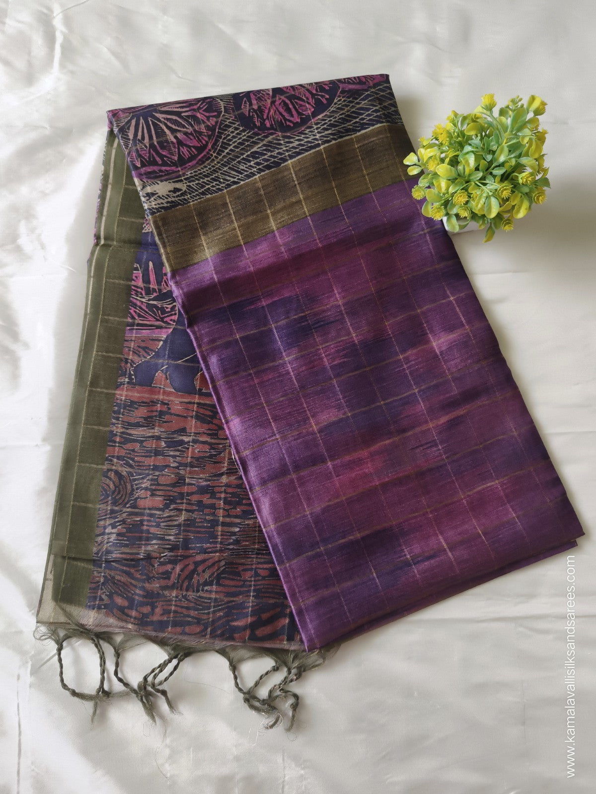 Semi Tussar Saree Purple Colour