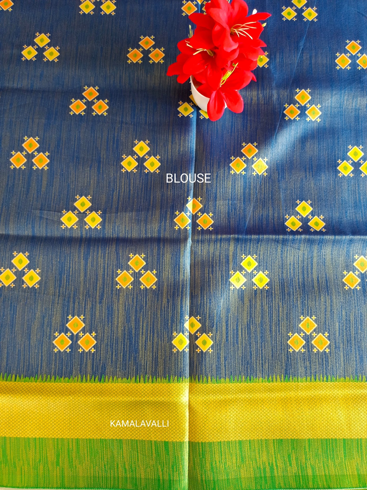 Linen Silk Saree Green Colour with deer and bird motif