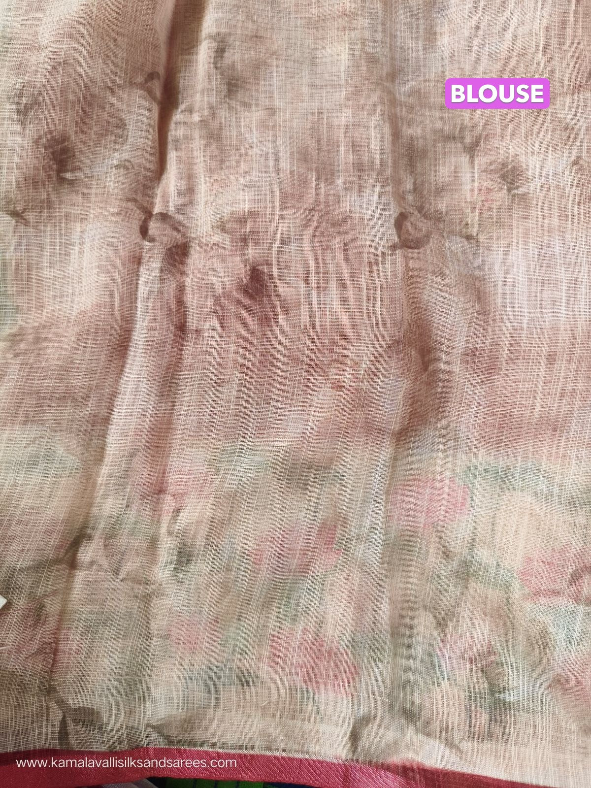 Chanderi Embroidery Cotton Saree Pastel Onion Red Colour