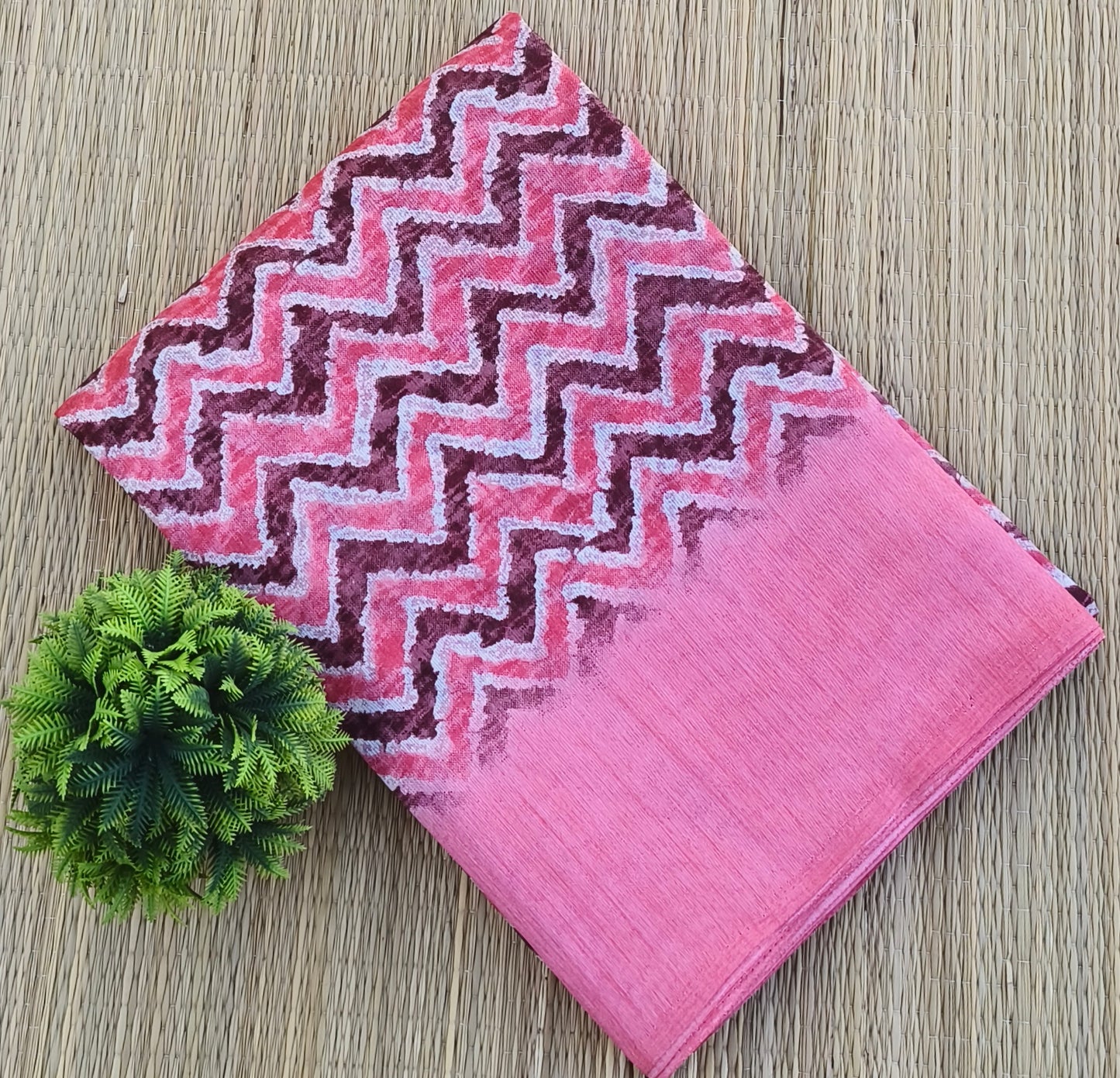 Fancy Linen Cotton Saree Pink colour