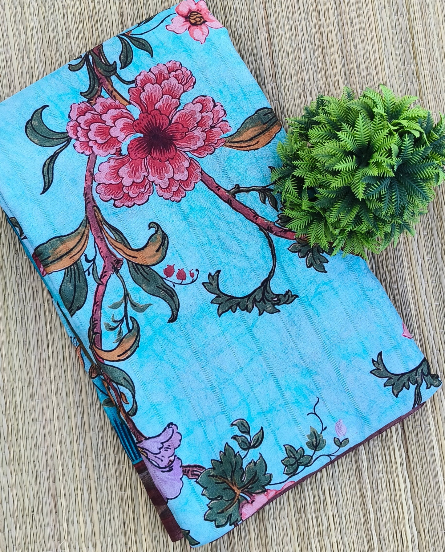 Fancy Semi Tussar Saree Sky Blue colour