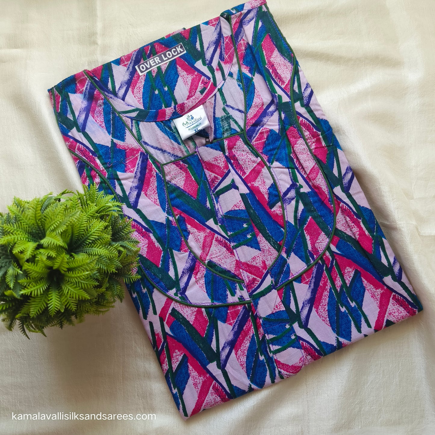Cotton Nighty Blue and Pink colour